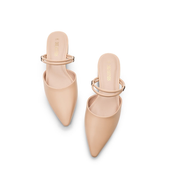 Pointed Toe Two-Way Slip on Mules - NUDE - 3